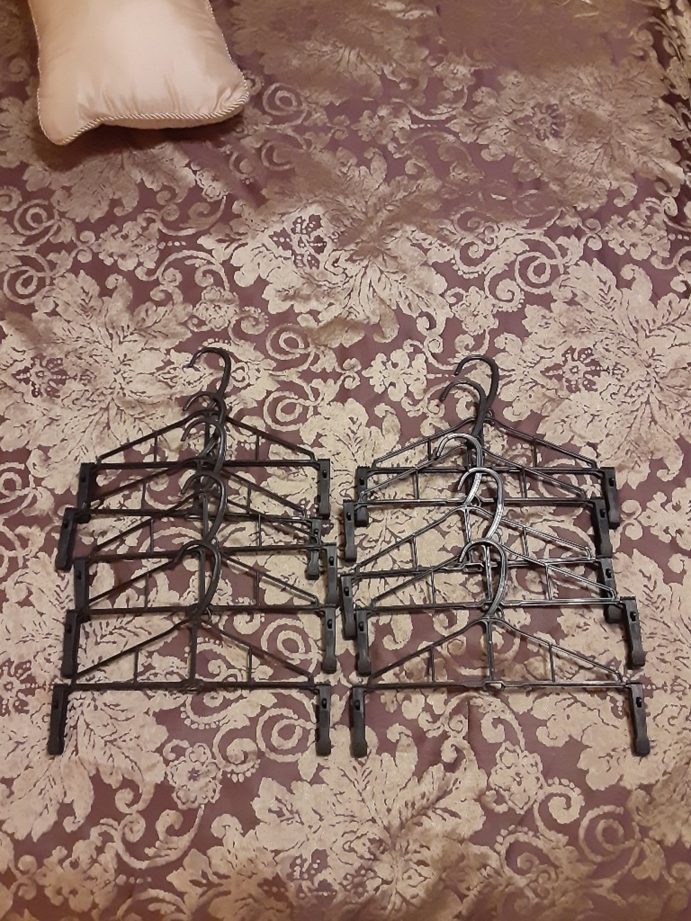 Ten Plastic Clothing Hangers with Pinch Clips